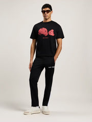 Spray Broken Bear T-Shirt in Black/Pink for Men