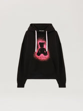 Spray Bear Loose Hoodie in BLACK - FUCHSIA FLUO for Men