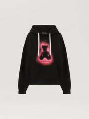 Spray Bear Loose Hoodie in BLACK - FUCHSIA FLUO for Men