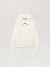 Back Curved Logo Loose Hoodie in OFF WHITE - BLACK for Men