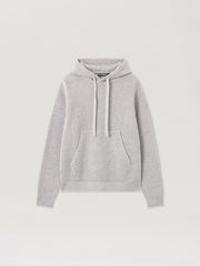 Curved Logo Rib Knit Hoodie in GREY MELANGE - OFF WHITE for Men