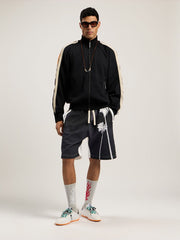 Performance Zip-Up Track Jacket in BLACK - ORANGE for Men