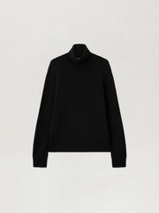 Curved Logo Tneck Sweater in BLACK WHITE for Men