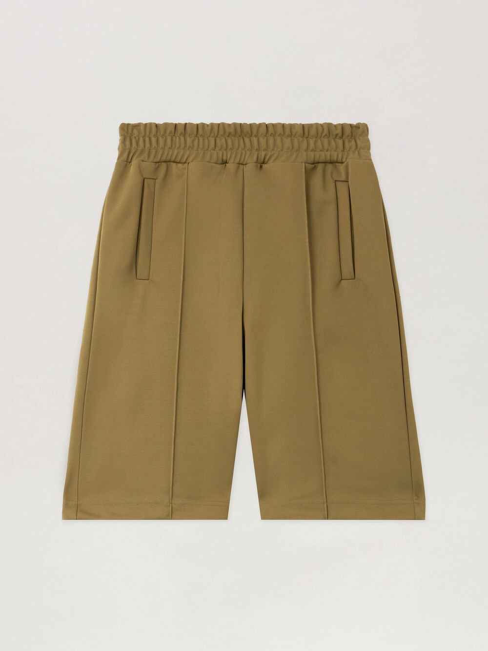 Back Curved Logo Track Shorts in ARMY GREEN - OFF WHITE for Men