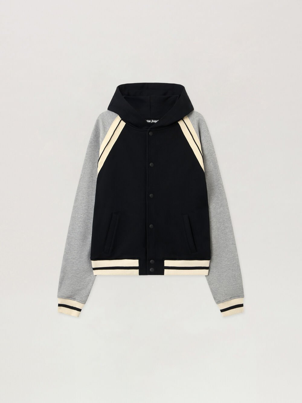 Curved Logo Varsity Jacket in BLACK - GREY MELANGE for Men