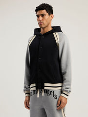 Curved Logo Varsity Jacket in BLACK - GREY MELANGE for Men