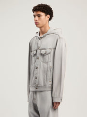 Curved Logo Denim Jacket in LIGHT GREY - GREY MELANGE for Men