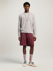 Curved Logo Ribbed Sweater in GREY MELANGE - OFF WHITE for Men