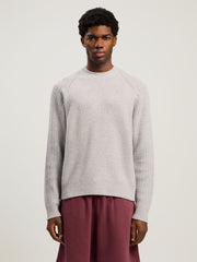 Curved Logo Ribbed Sweater in GREY MELANGE - OFF WHITE for Men