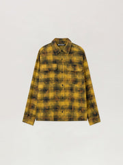 Curved Logo Check Shirt in ARMY GREEN - BLACK for Men