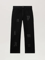 Logo Patch Straight Jeans in BLACK - BLACK for Men
