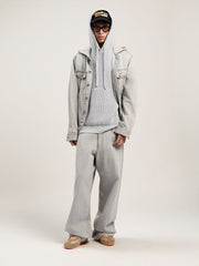 Curved Logo Loose Denim Pants in LIGHT GREY - LIGHT GREY for Men