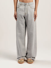 Curved Logo Loose Denim Pants in LIGHT GREY - LIGHT GREY for Men
