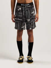 PaxLaTimes Drawstring Shorts in BLACK - OFF WHITE for Men