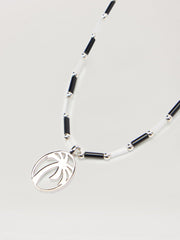 Oval Beads Necklace in BLACK - WHITE for Men