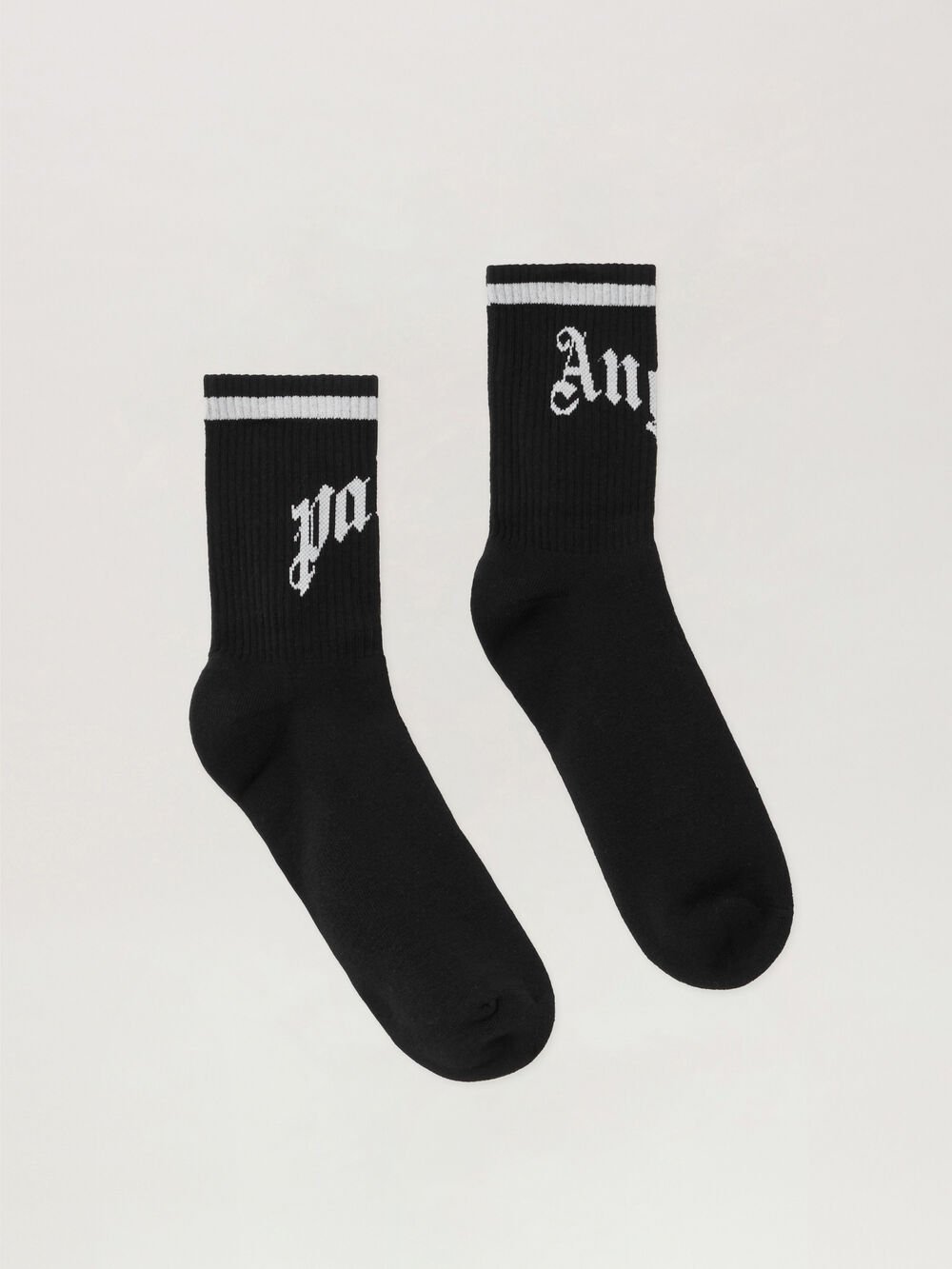 Curved Logo Track Socks in BLACK - OFF WHITE for Men