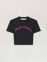 Curved Logo Baby Tee in BLACK - FUCHSIA for Women