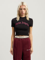 Curved Logo Baby Tee in BLACK - FUCHSIA for Women