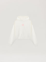 Classic Logo Neon Crop Hoodie in OFF WHITE - PINK for Women