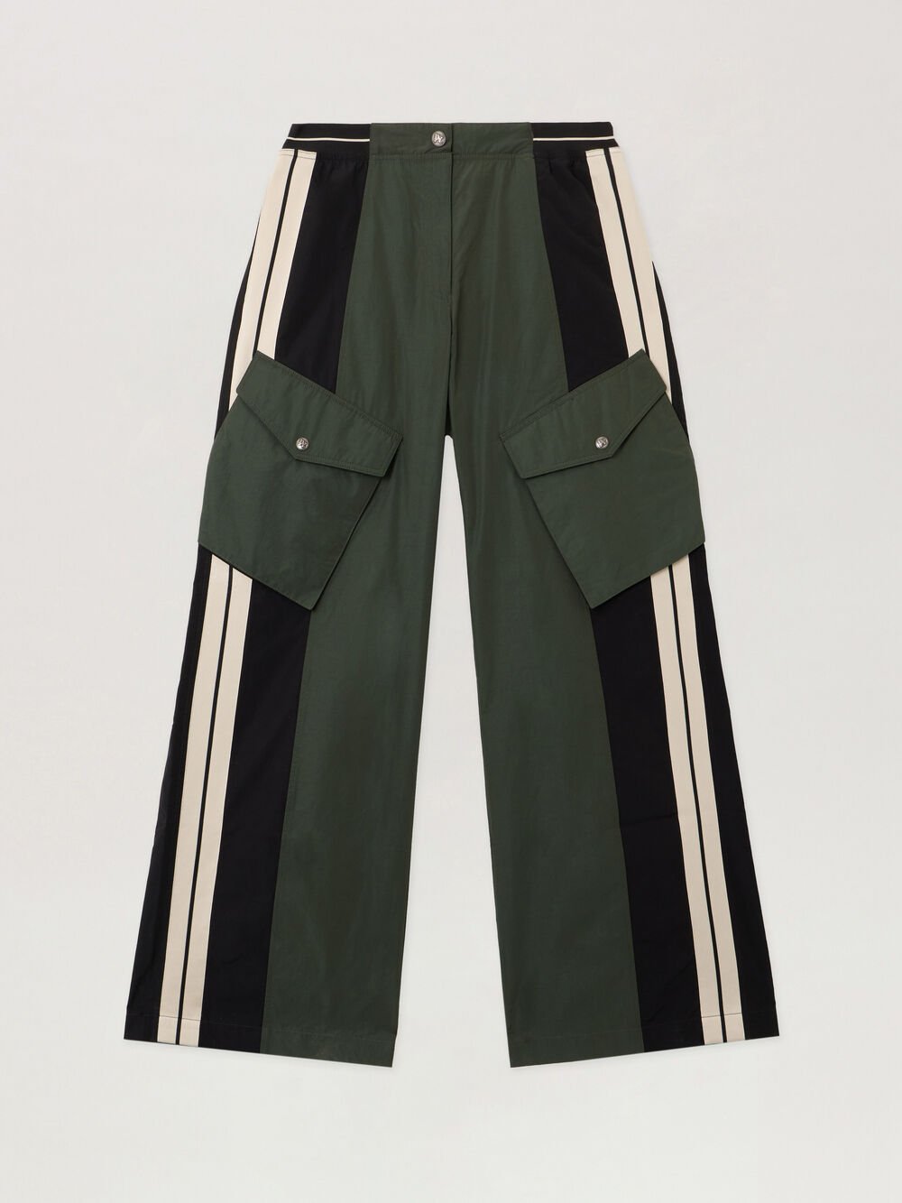 Colorblock Cargo Pants in FOREST GREEN - BLACK for Women