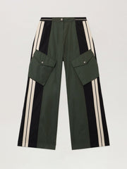 Colorblock Cargo Pants in FOREST GREEN - BLACK for Women