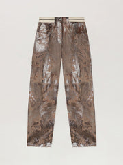 Laminated Leather Carrot Pant in NUDE - SILVER for Women