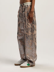 Laminated Leather Carrot Pant in NUDE - SILVER for Women