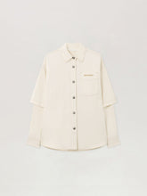 Hybrid Denim Overshirt in OFF WHITE - BLACK for Women