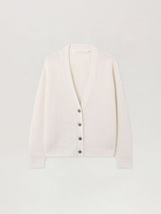 Curved Logo Ribbed Cardigan in OFF WHITE - PINK for Women