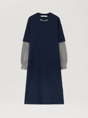 Curved Logo Layered Dress in DARK BLUE - OFF WHITE for Women