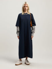 Curved Logo Layered Dress in DARK BLUE - OFF WHITE for Women