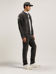 Back Logo Over Denim Jkt in BLACK WHITE for Men