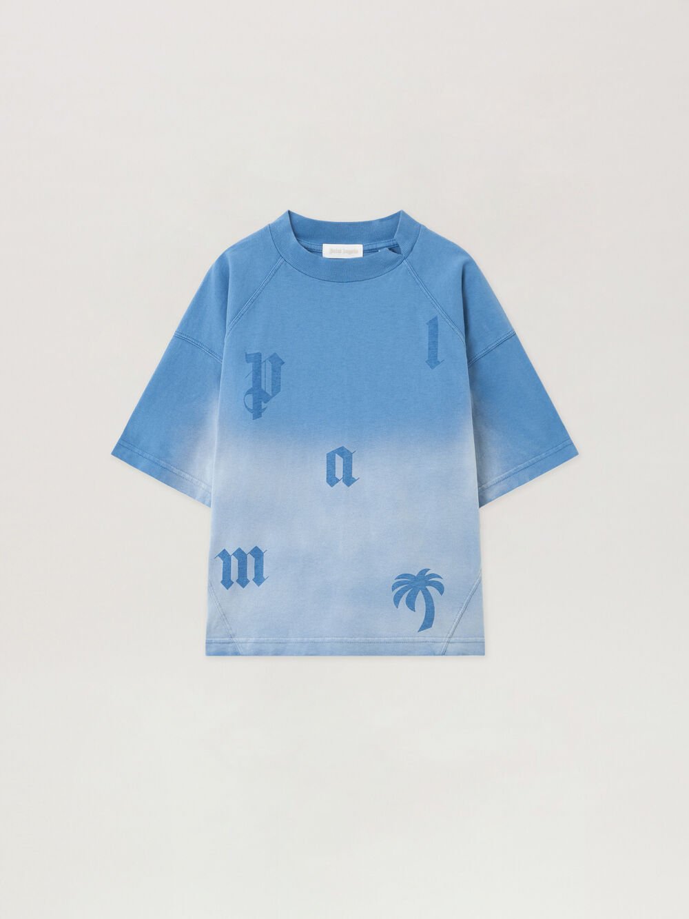 Washed Gradient Letters T-Shirt in LIGHT BLUE - LIGHT BLUE