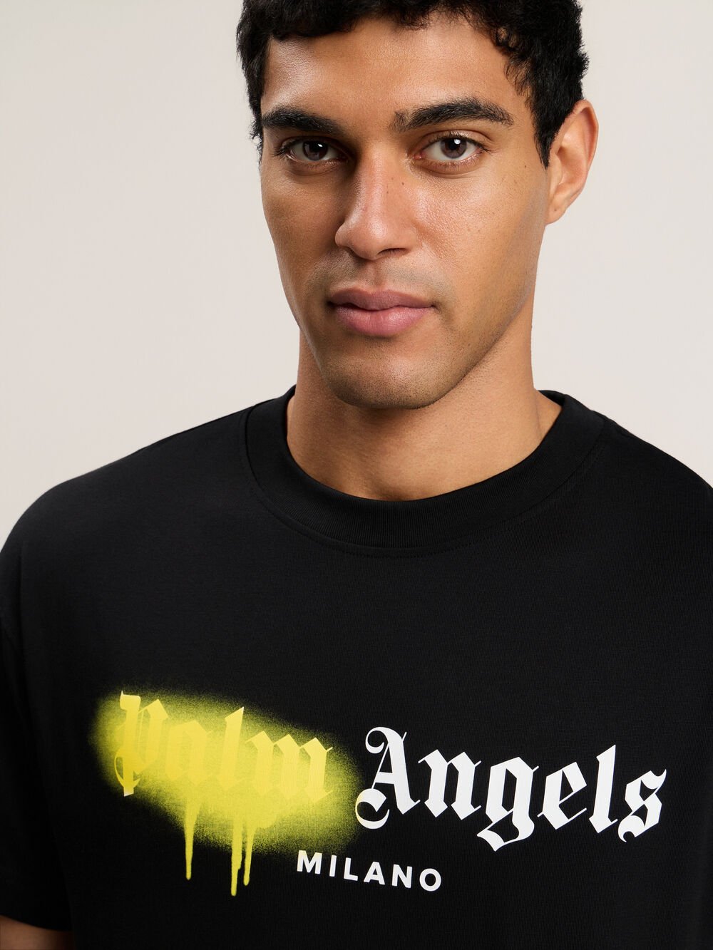 Spray City Milan T-Shirt in Black/Yellow for Men