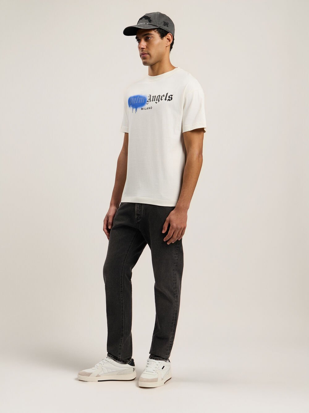 Spray City Milan T-Shirt in OFF White/Blue for Men