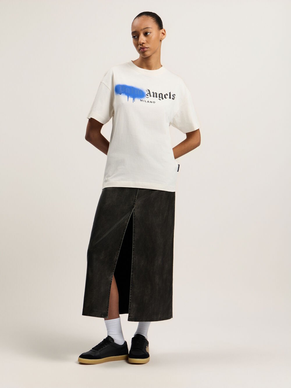Spray City Milan T-Shirt in OFF White/Blue for Men