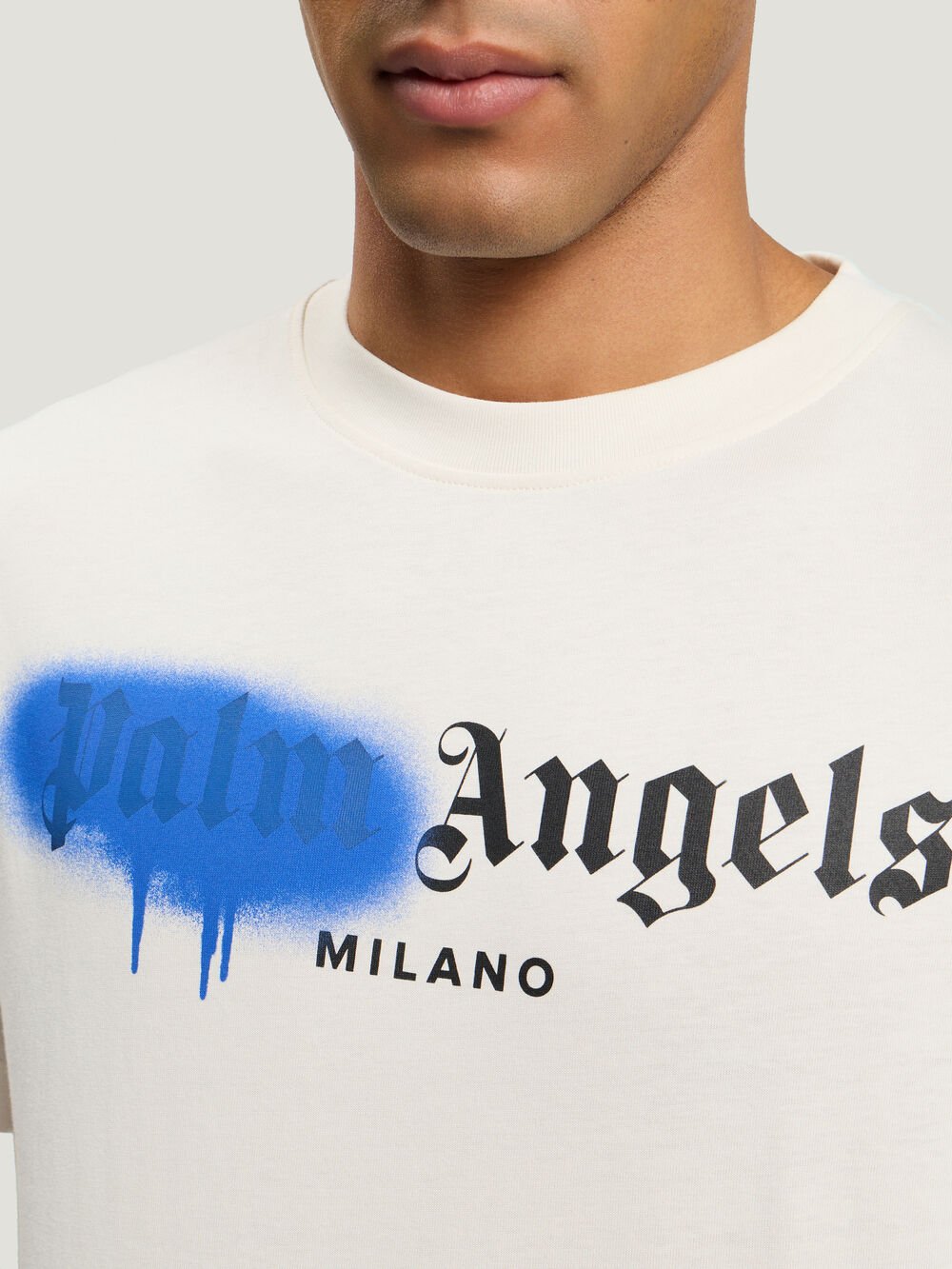 Spray City Milan T-Shirt in OFF White/Blue for Men
