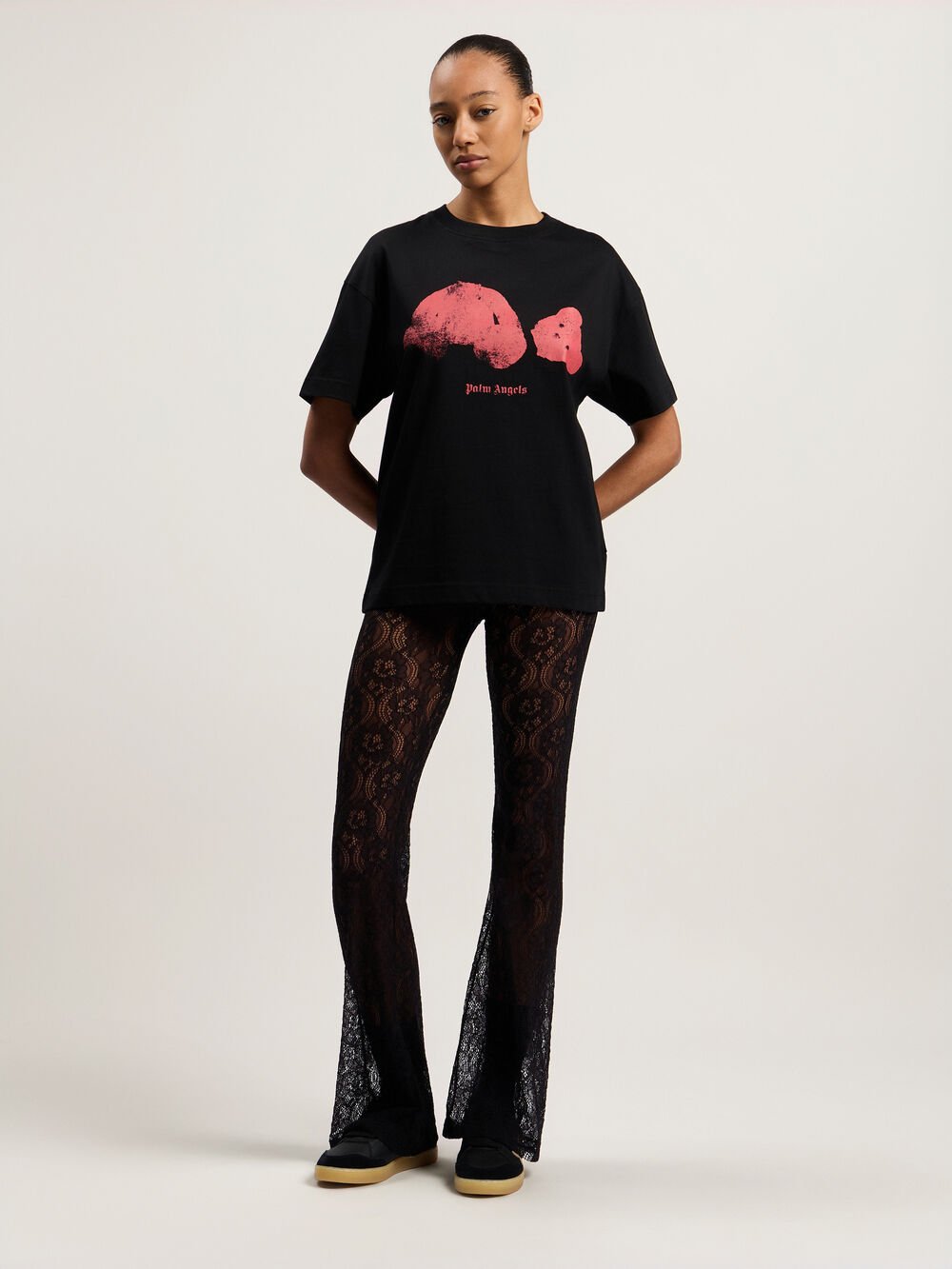 Spray Broken Bear T-Shirt in Black/Pink for Men