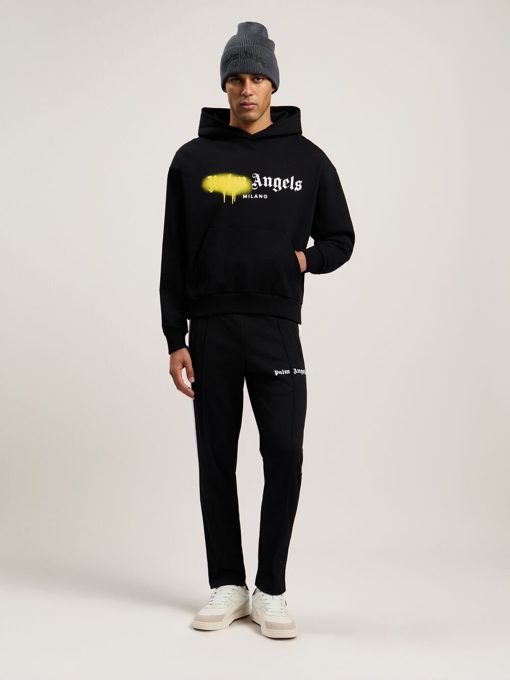 Spray City Milan Hoodie in Black/Yellow for Men