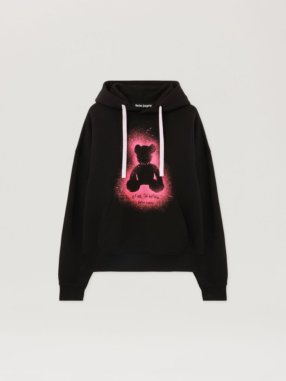 Spray Bear Loose Hoodie in BLACK - FUCHSIA FLUO for Men