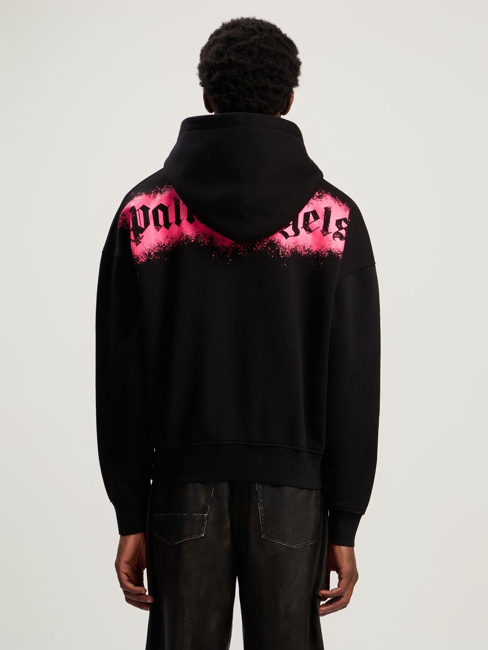 Spray Bear Loose Hoodie in BLACK - FUCHSIA FLUO for Men