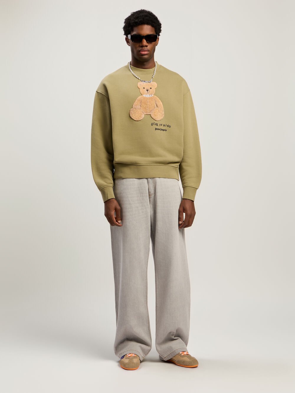 Bear In Mind Crewneck Sweatshirt in ARMY GREEN - BROWN for Men