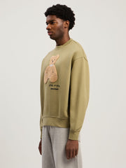 Bear In Mind Crewneck Sweatshirt in ARMY GREEN - BROWN for Men