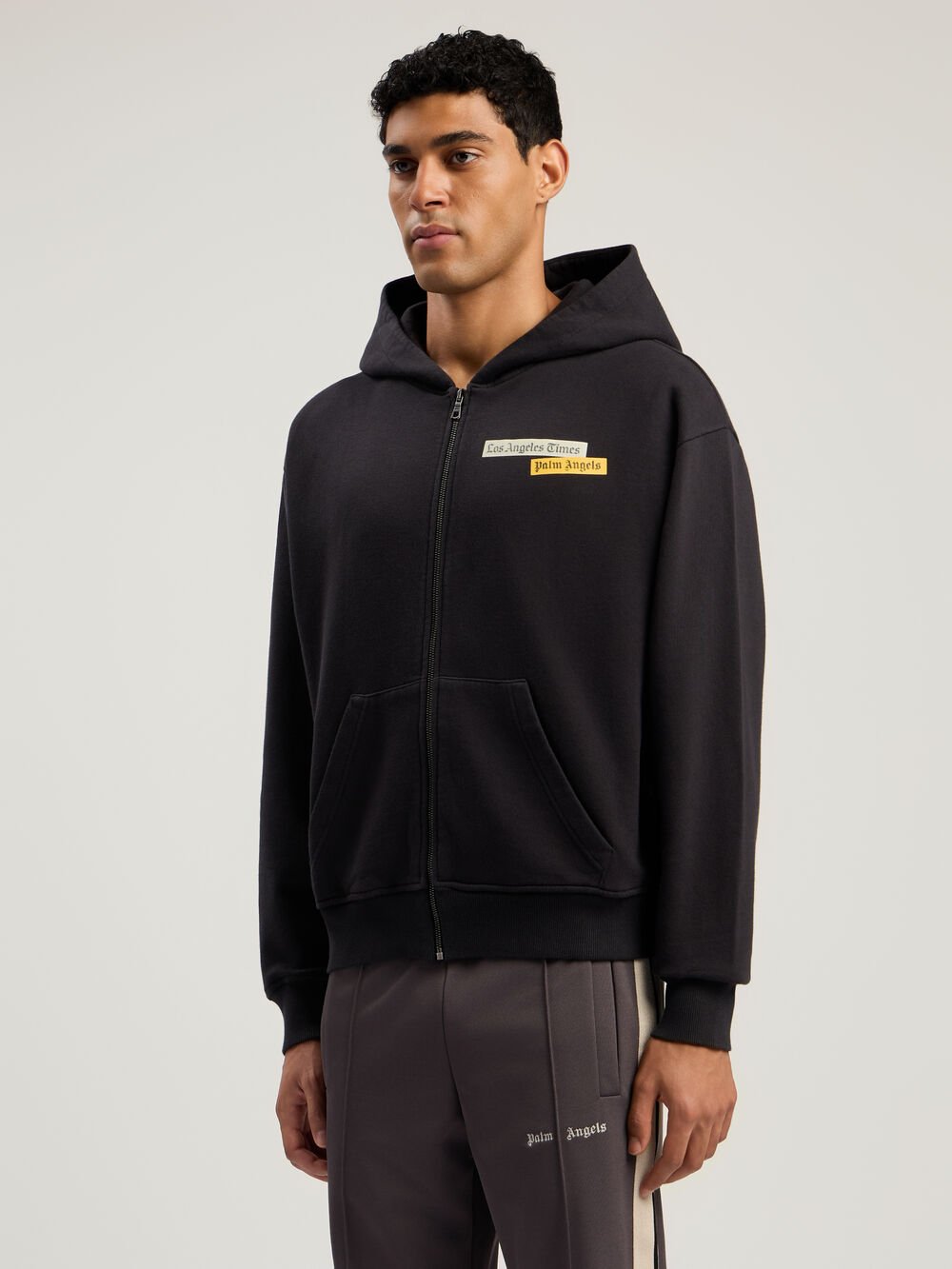 PaxLaTimes News Zip Hoodie in BLACK - OFF WHITE for Men