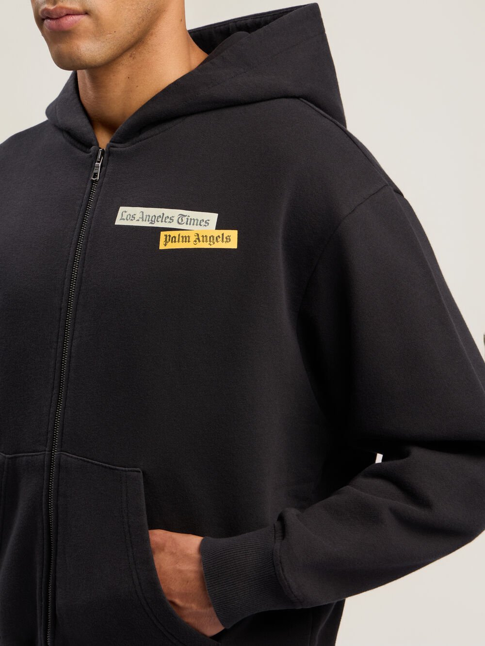 PaxLaTimes News Zip Hoodie in BLACK - OFF WHITE for Men