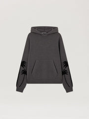 Back Palms Knit Hoodie in DARK GREY - BLACK for Men