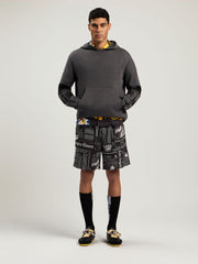 Back Palms Knit Hoodie in DARK GREY - BLACK for Men