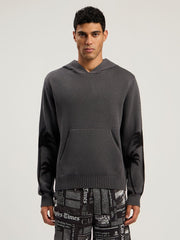 Back Palms Knit Hoodie in DARK GREY - BLACK for Men