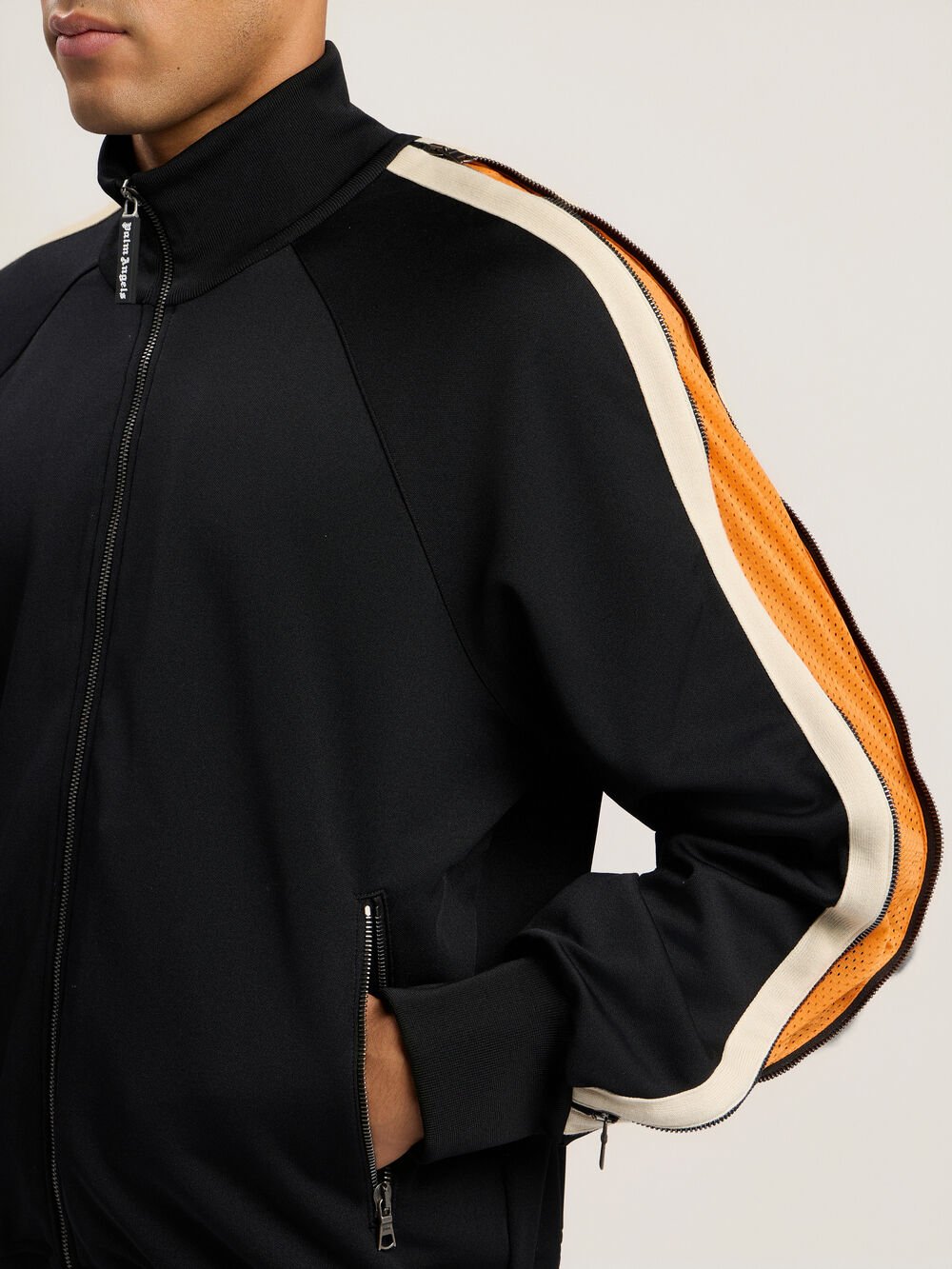 Performance Zip-Up Track Jacket in BLACK - ORANGE for Men