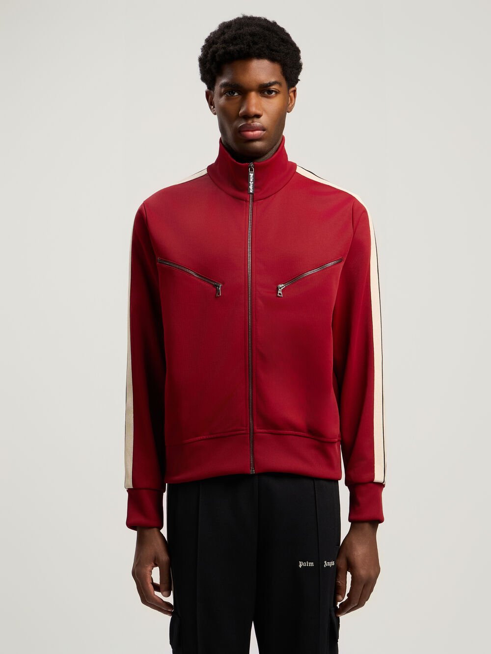Curved Logo Zip-Up Track Jacket in RED - OFF WHITE for Men